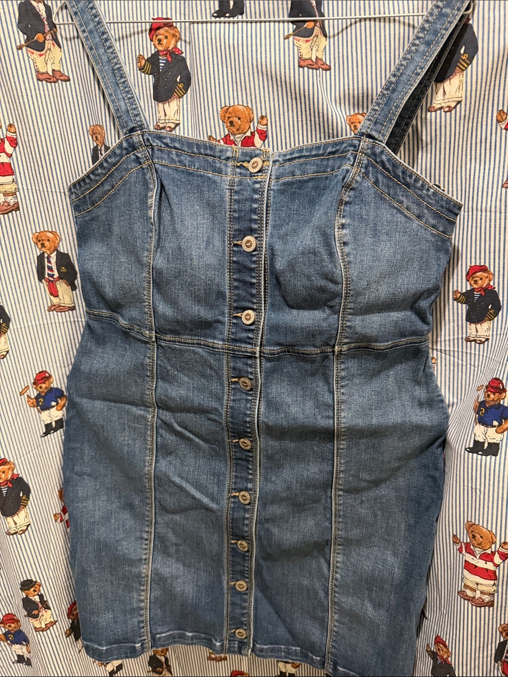 Hollister Light Blue Button-Front Denim Sundress